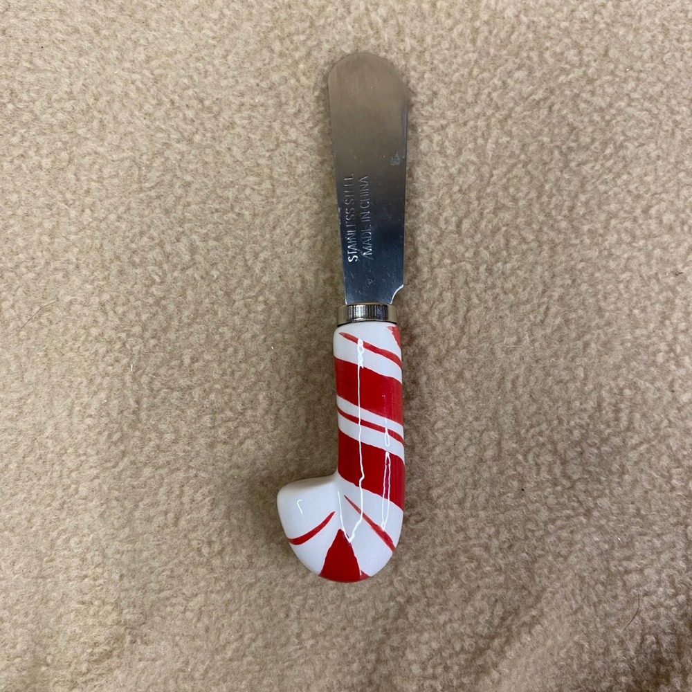 Candy Cane Spreader Butter Knife Holiday Christmas Kitchen Stainless Steel EUC
